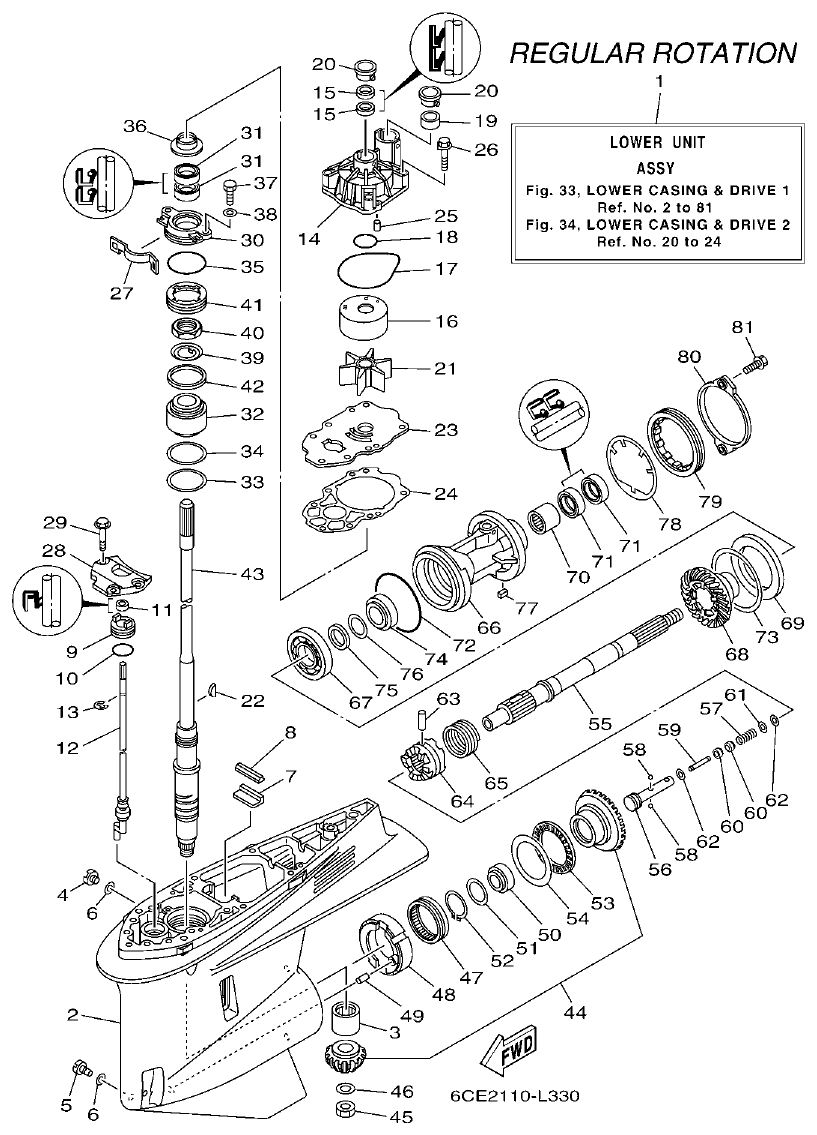 Yamaha F225FET, FL225FET LOWER CASING & DRIVE 1 parts diagram